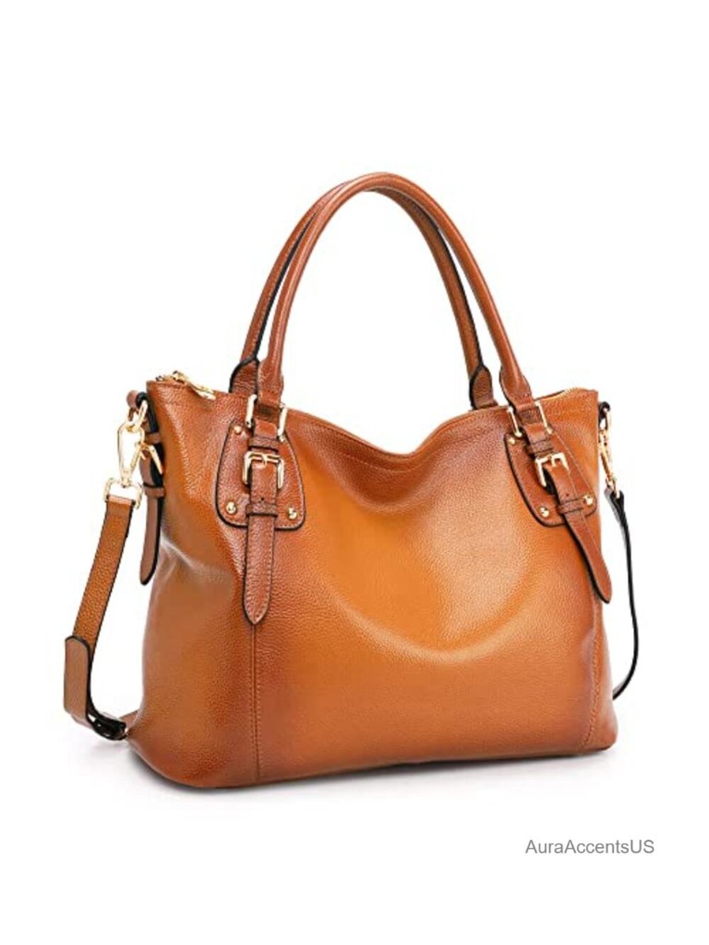 Kattee Top Grain Pebbled Cowhide Leather Satchel Tote for Women Large